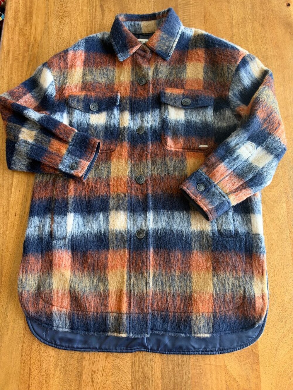Nine West Long button-front plaid shirt jacket (shacket) | Sz M